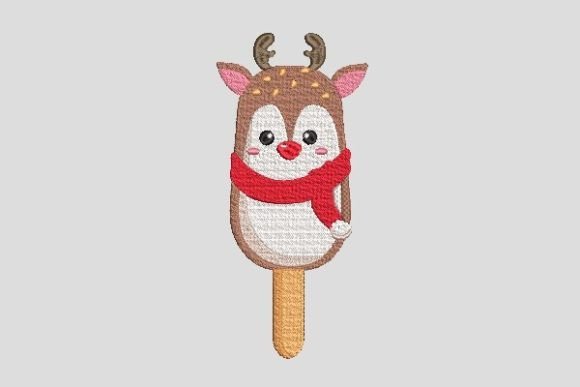 Christmas Cute Deer Ice Cream Embroidery