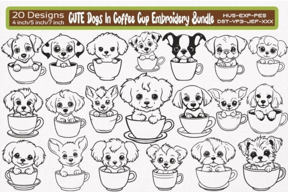 Cute Dog in Coffee Cup Embroidery Bundle Review