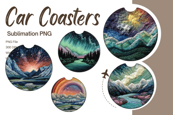 Northern Lights Car Coaster Embroidery