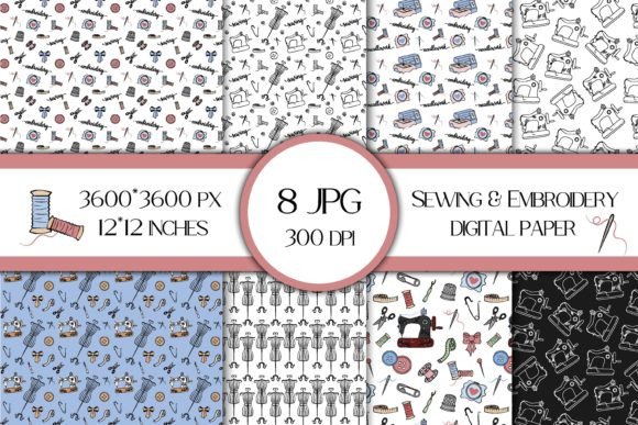 Sewing Embroidery Digital Papers Pack Review